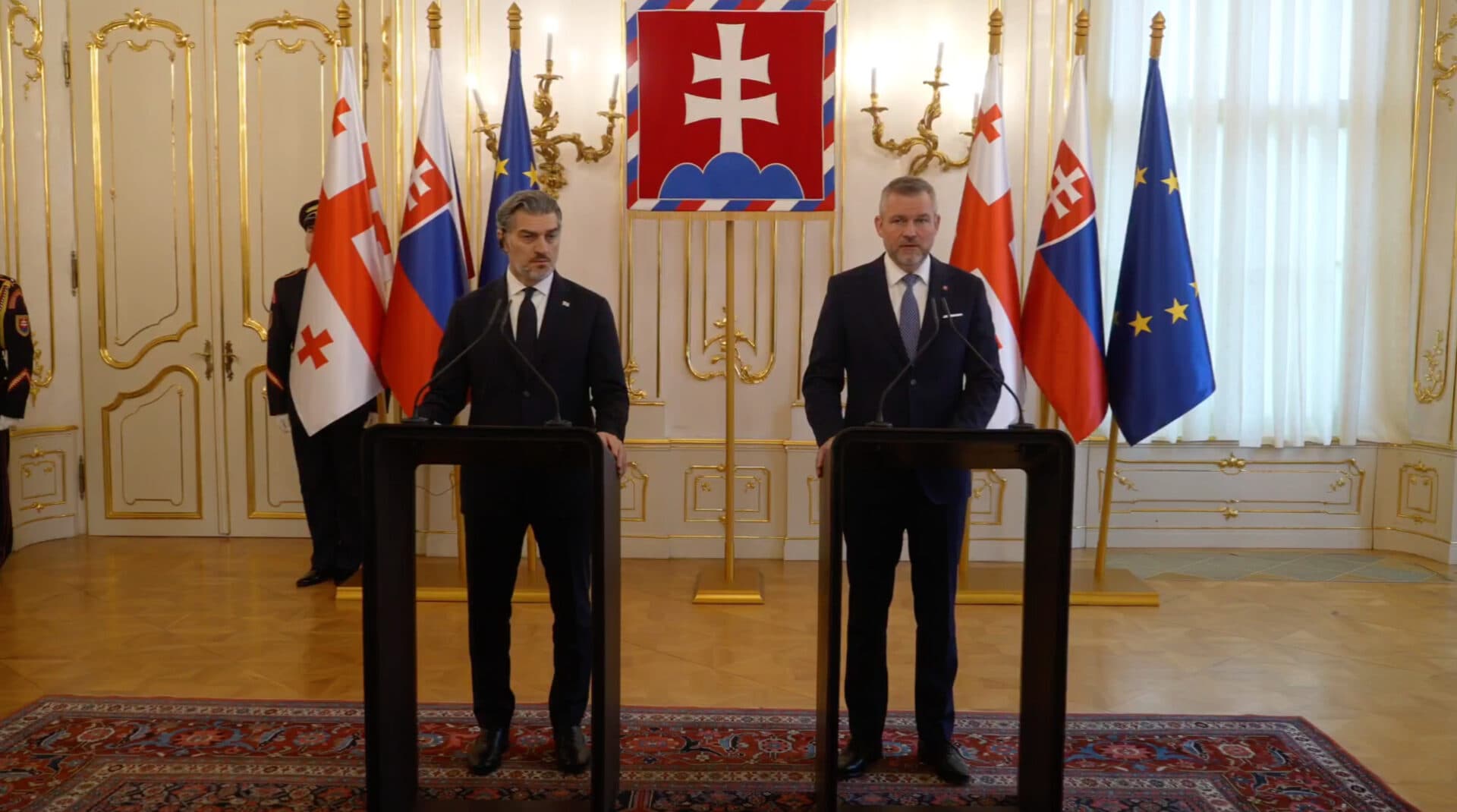 Prezident Pellegrini prijal lídra Gruzínska, zazneli aj výhrady k jeho vzťahu k Rusku